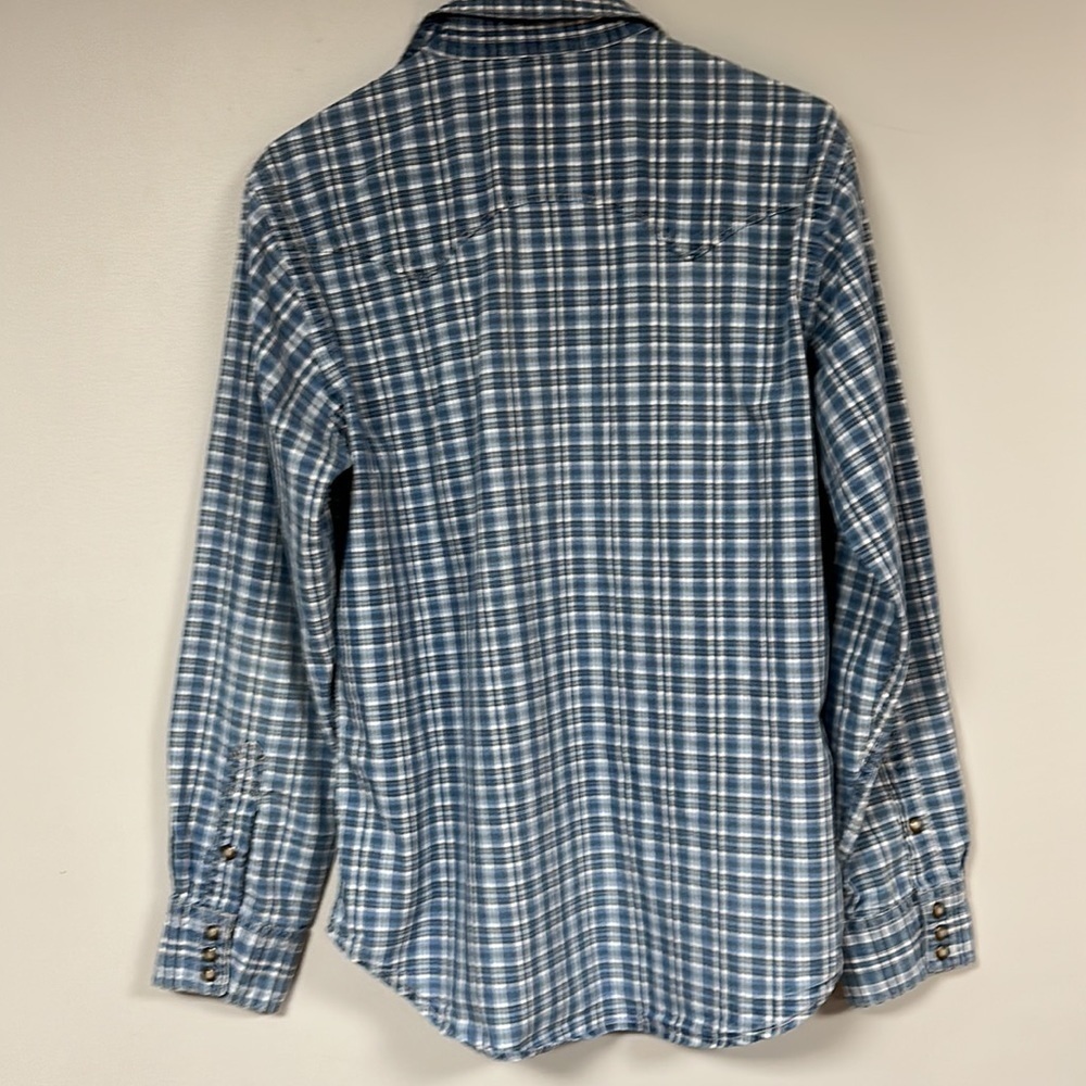 GAP Blue Plaid Men’s Western Shirt, snaps, SML, great condition - Picture 3 of 7